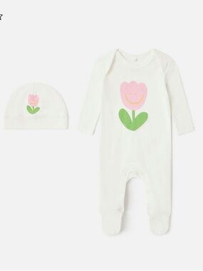 Stella McCartney Kids Floral Graphic Hat And Romper Set